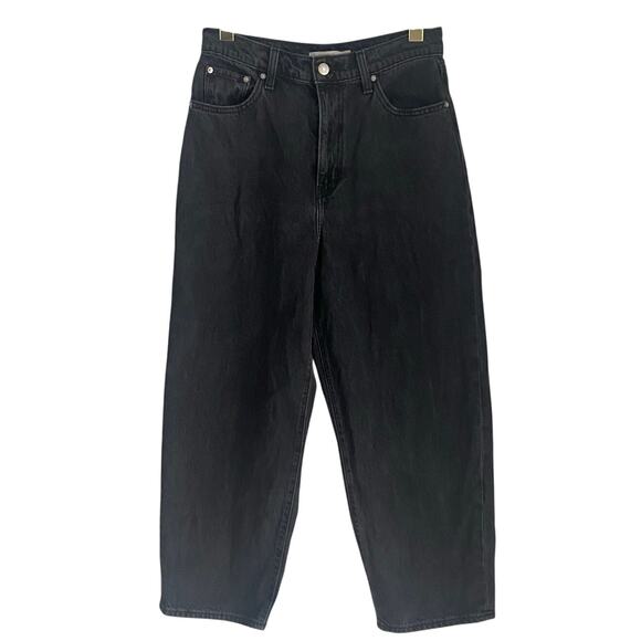 Levi’s Premium Ballon Leg Jeans Women Waist 28 Denim Black Stonewash Loose Leg - Picture 1 of 8